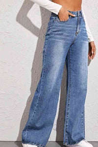 High Waist Wide Leg Denim Jeans