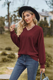 V-Neck Dropped Shoulder Blouse