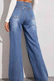 High Waist Wide Leg Denim Jeans